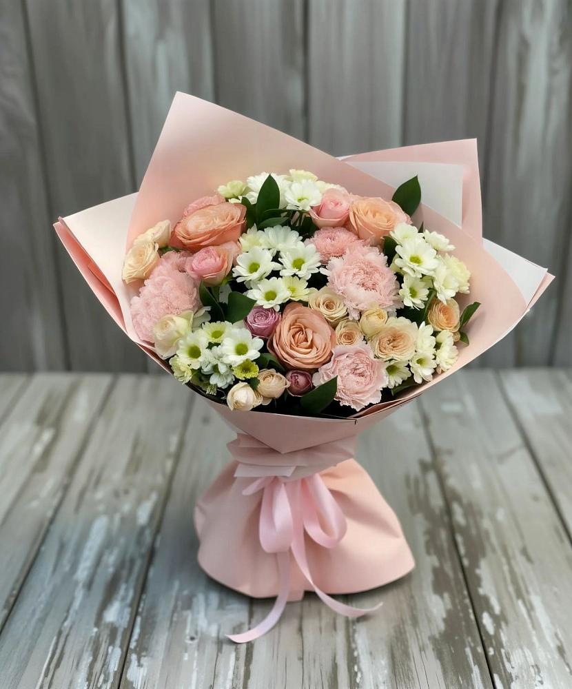 Букет цветов из: Гвоздики, Розы и Хризантемы в Лаврово