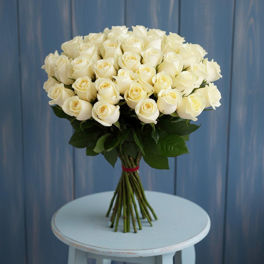 Букет 51 Белая роза Эдлесс Лав в Лаврово