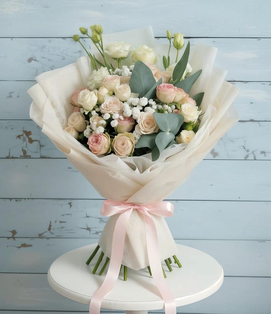 Букет цветов из: Розы и Лизиантусы в Лаврово