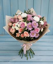 Букет цветов из:  Хризантемы, Розы и Альстромерии #REPLACE_PRED# Лаврово