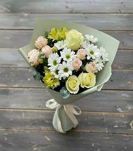 Букет цветов из:  Альстромерии, Розы и Хризантемы в Лаврово